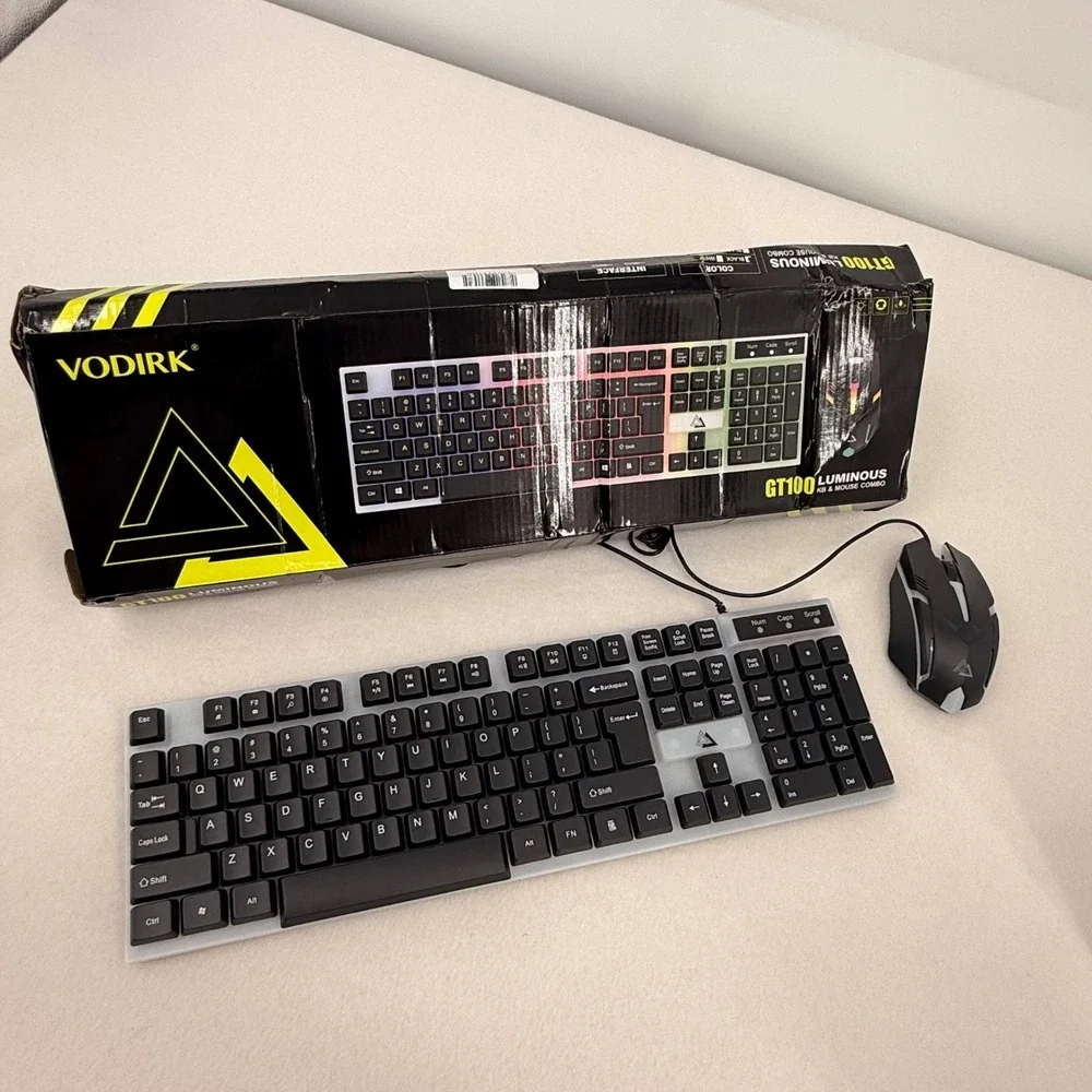 Vodirk GT100 Luminous Wired Gaming Keyboard and Mouse Combo Black RGB Backlight